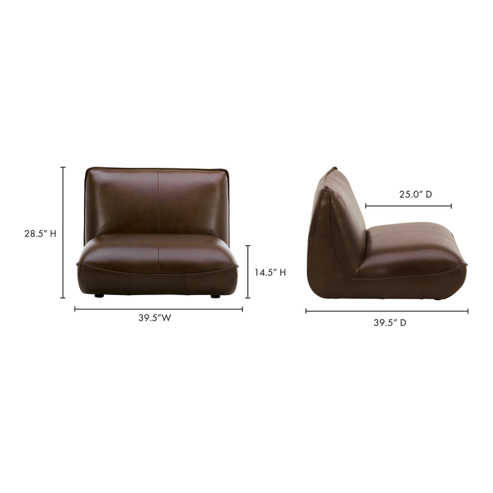 American Home Furniture | Moe's Home Collection - Zeppelin Leather Slipper Chair Toasted Hickory