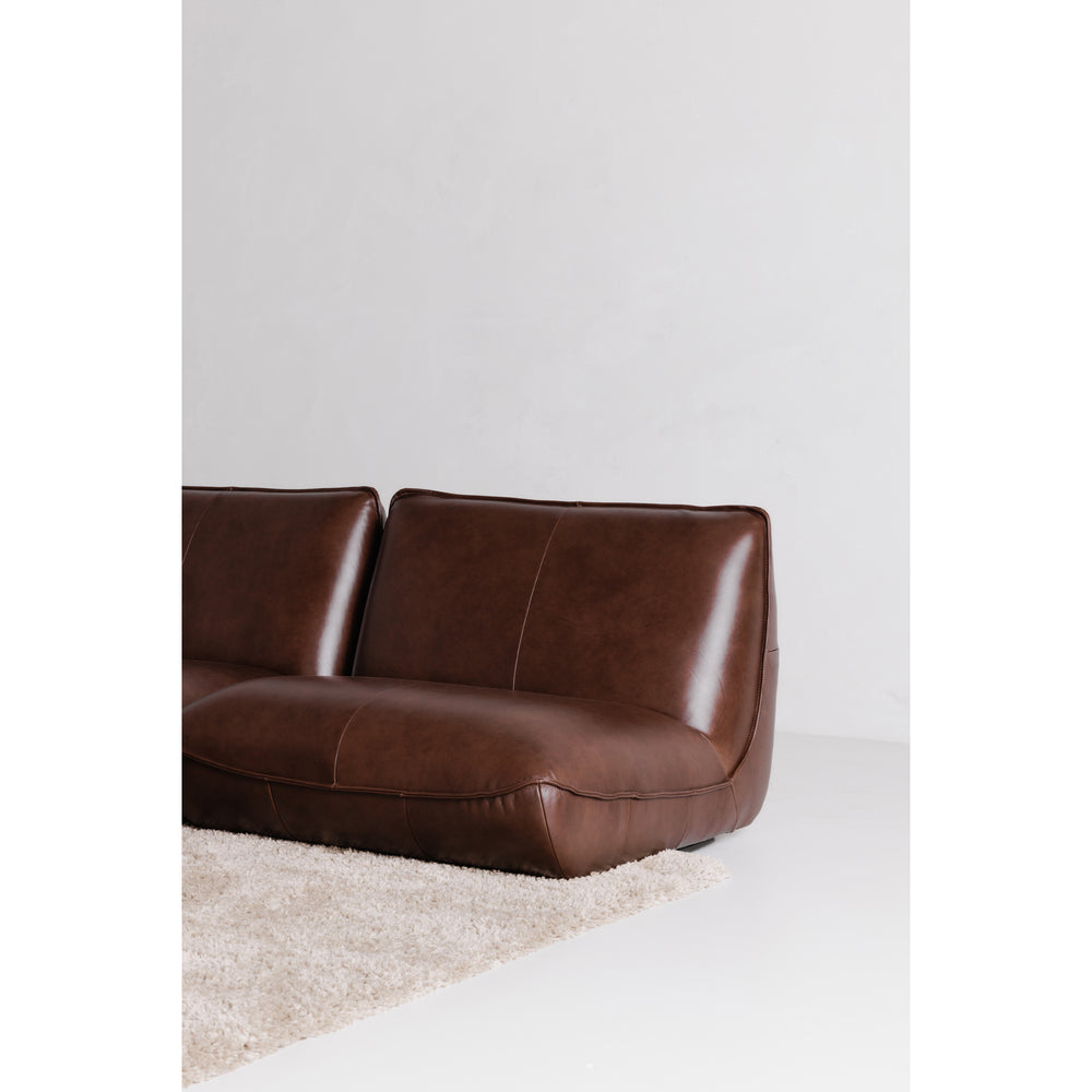 American Home Furniture | Moe's Home Collection - Zeppelin Leather Ottoman Toasted Hickory
