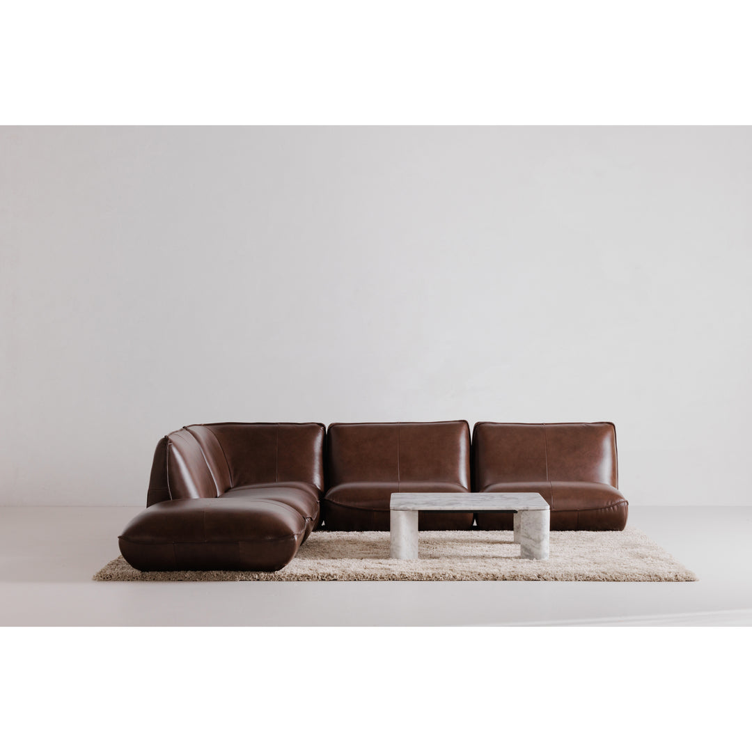 American Home Furniture | Moe's Home Collection - Zeppelin Leather Ottoman Toasted Hickory
