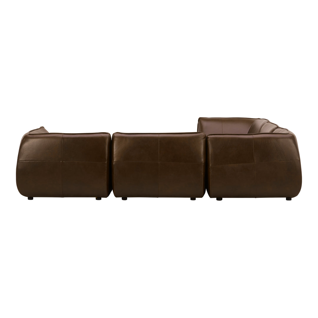 American Home Furniture | Moe's Home Collection - Zeppelin Classic L Modular Leather Sectional Toasted Hickory
