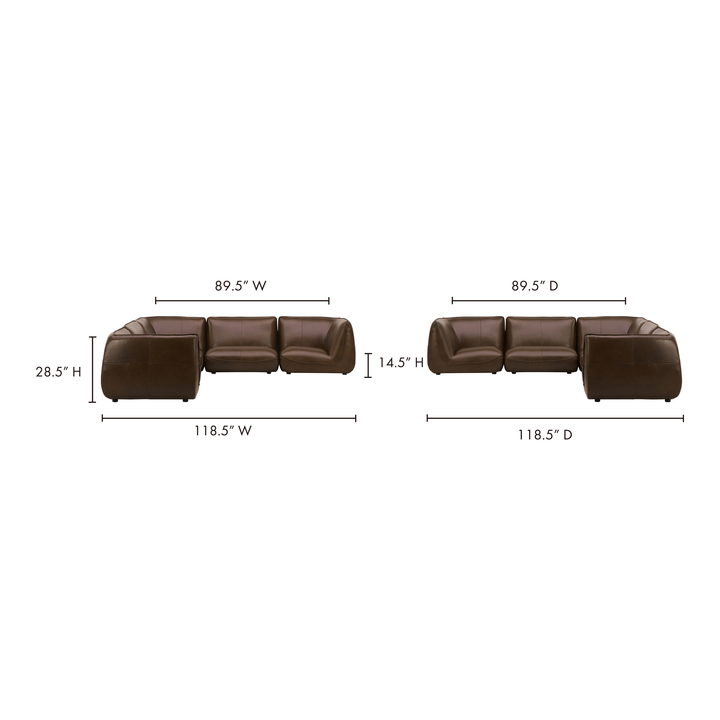 American Home Furniture | Moe's Home Collection - Zeppelin Classic L Modular Leather Sectional Toasted Hickory