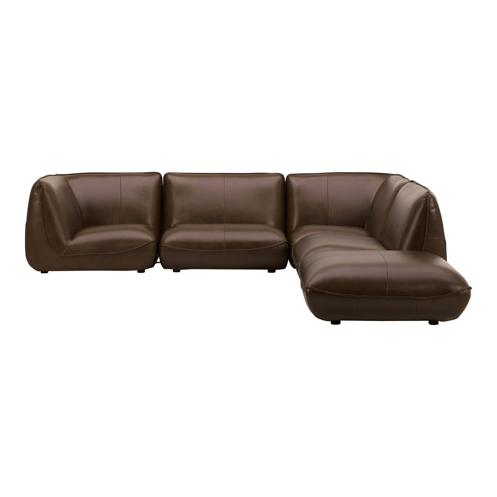 American Home Furniture | Moe's Home Collection - Zeppelin Dream Modular Leather Sectional Toasted Hickory