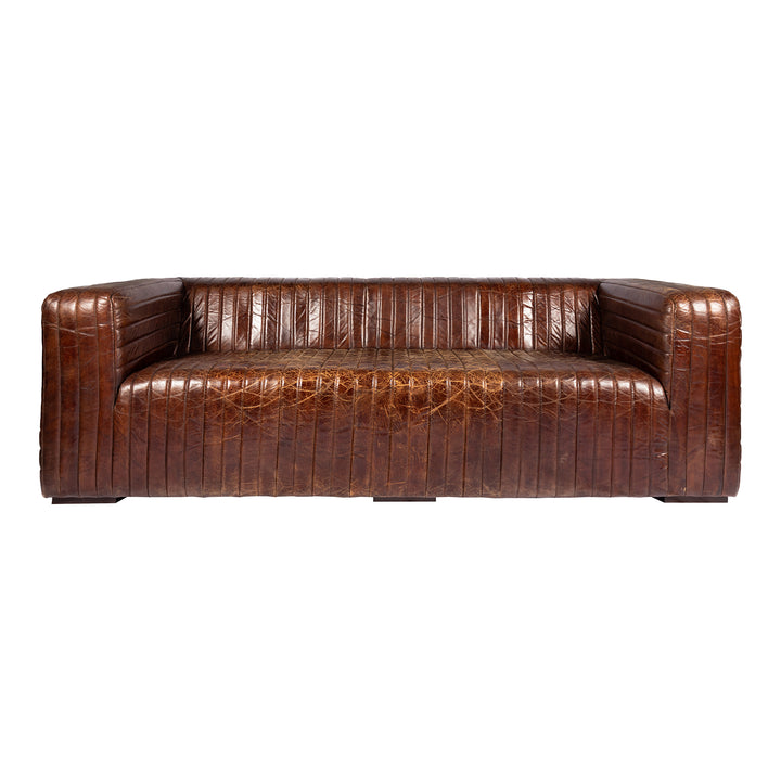 American Home Furniture | Moe's Home Collection - Castle Sofa Dark Brown Leather
