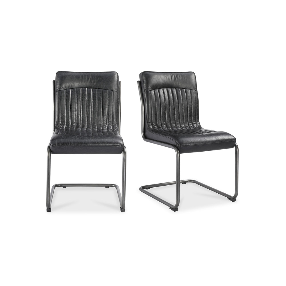 American Home Furniture | Moe's Home Collection - Ansel Dining Chair Onyx Black Leather-Set Of Two