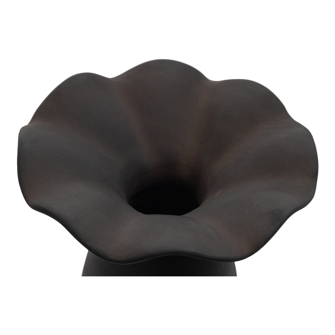 American Home Furniture | Moe's Home Collection - Ruffle 16In Decorative Vessel Black