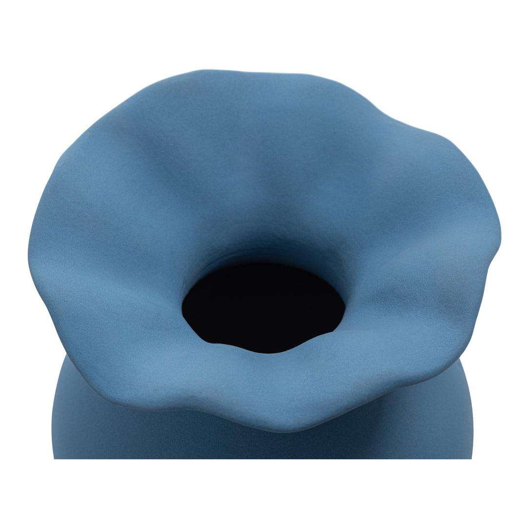 American Home Furniture | Moe's Home Collection - Ruffle 12In Decorative Vessel Blue
