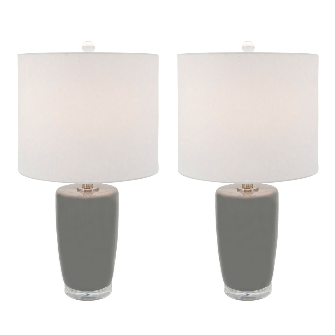 S/2 Ceramic 25" Table Lamps, Gray