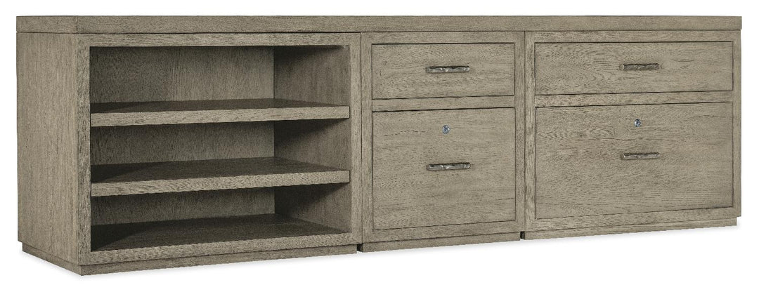 American Home Furniture | Hooker Furniture - Linville Falls 96" Credenza with File, Lateral File and Open Desk Cabinet