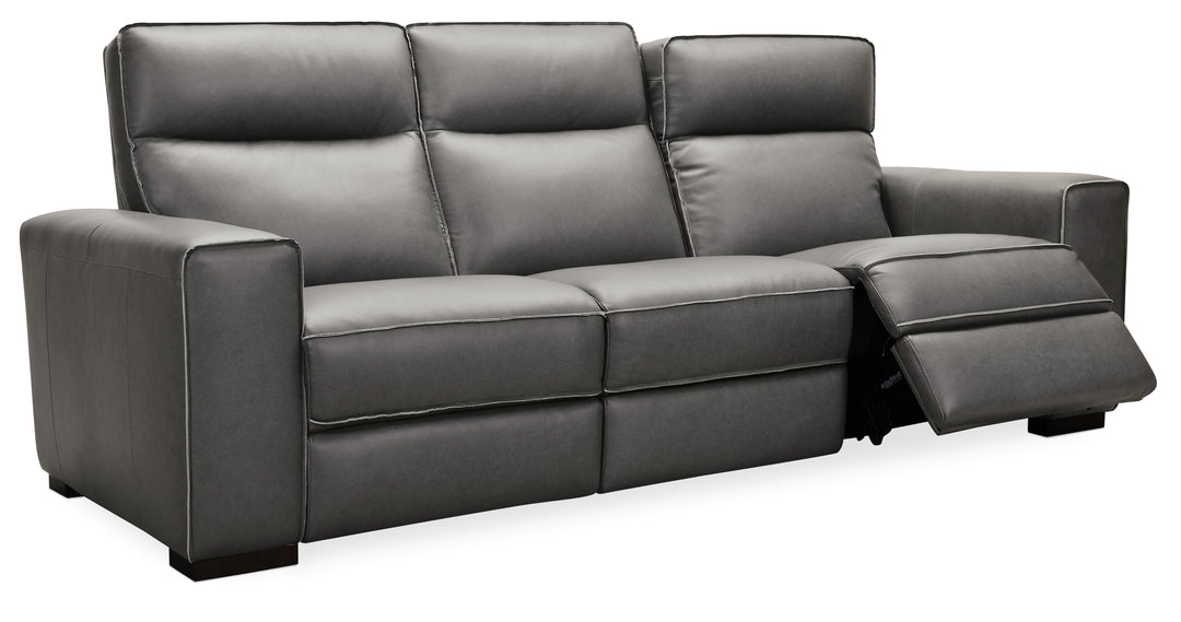 American Home Furniture | Hooker Furniture - Braeburn Leather Sofa with Power Recline Power Headrest