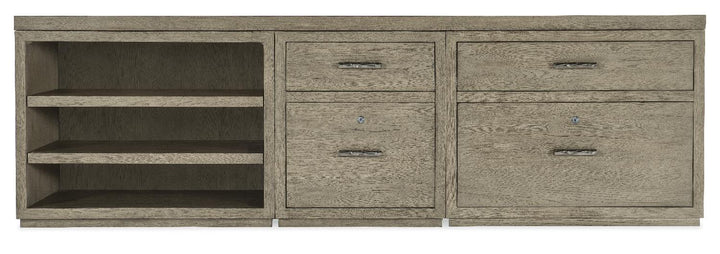 American Home Furniture | Hooker Furniture - Linville Falls 96" Credenza with File, Lateral File and Open Desk Cabinet