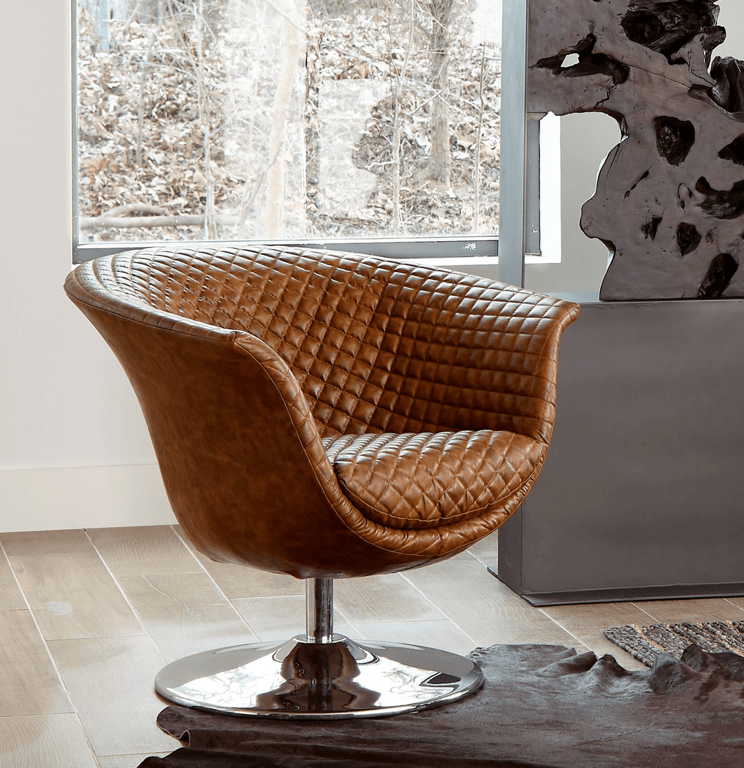 Stylish accent and lounge chair in a modern living room setting, showcasing premium design and comfort.