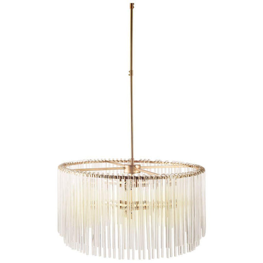 Mercana Elsa (26"x14") Clear Glass and Gold Metal Frame Six Bulb Chandelier CHANDELIERS