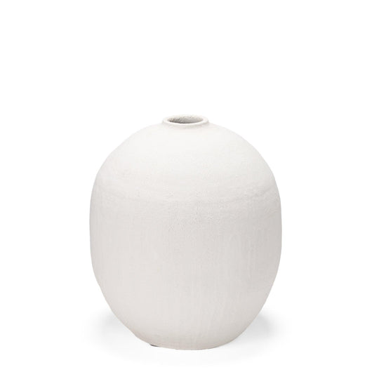 Mercana Karakum I Short White Textured Ceramic Vase VASES, JARS, + BOTTLES