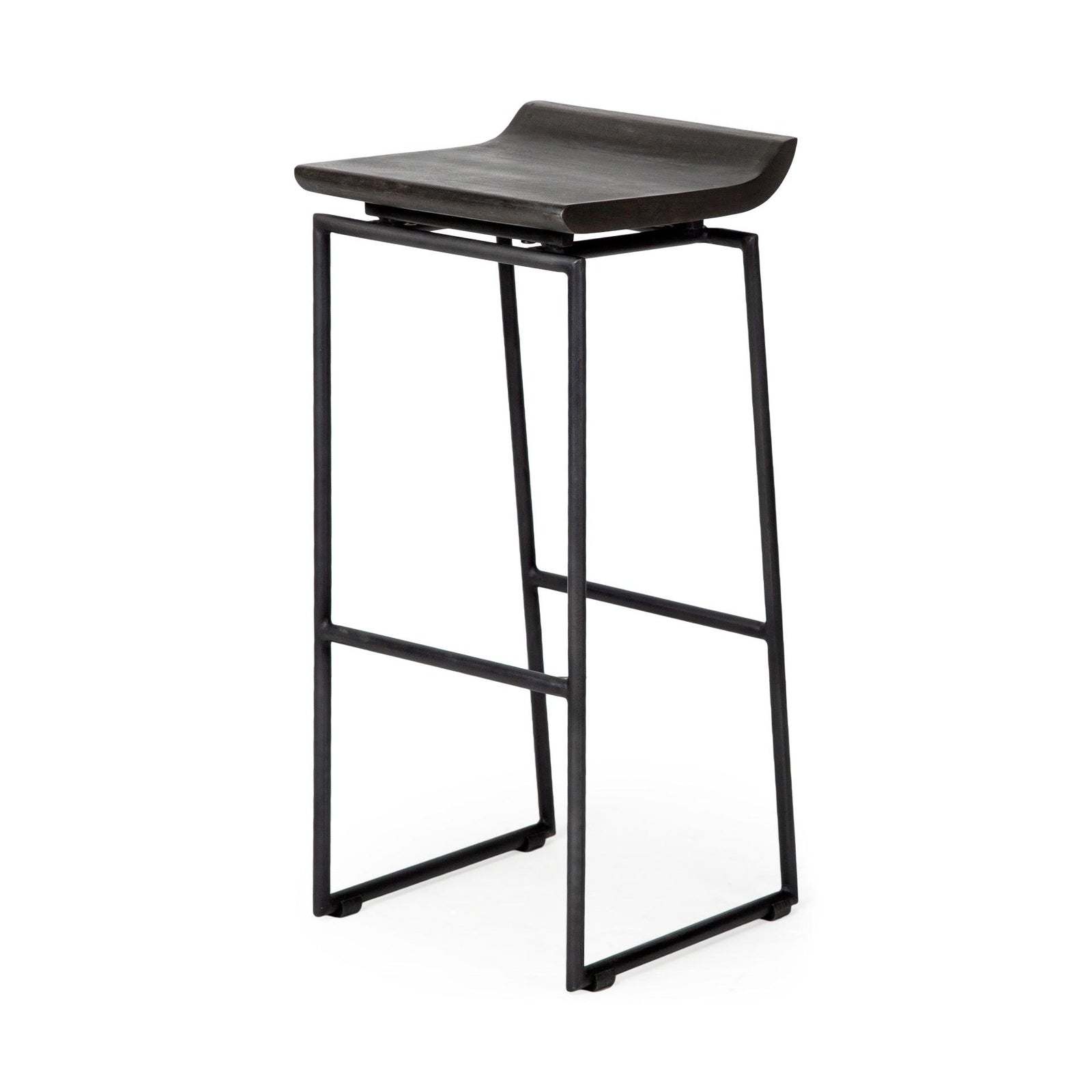 Mercana Givens 30.25" Seat Height Black Wood Seat Black Metal Base Stool BAR STOOLS + COUNTER STOOLS