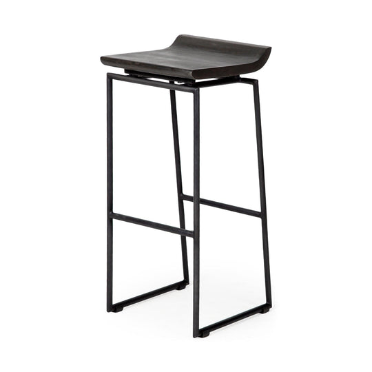 Mercana Givens 30.25" Seat Height Black Wood Seat Black Metal Base Stool BAR STOOLS + COUNTER STOOLS