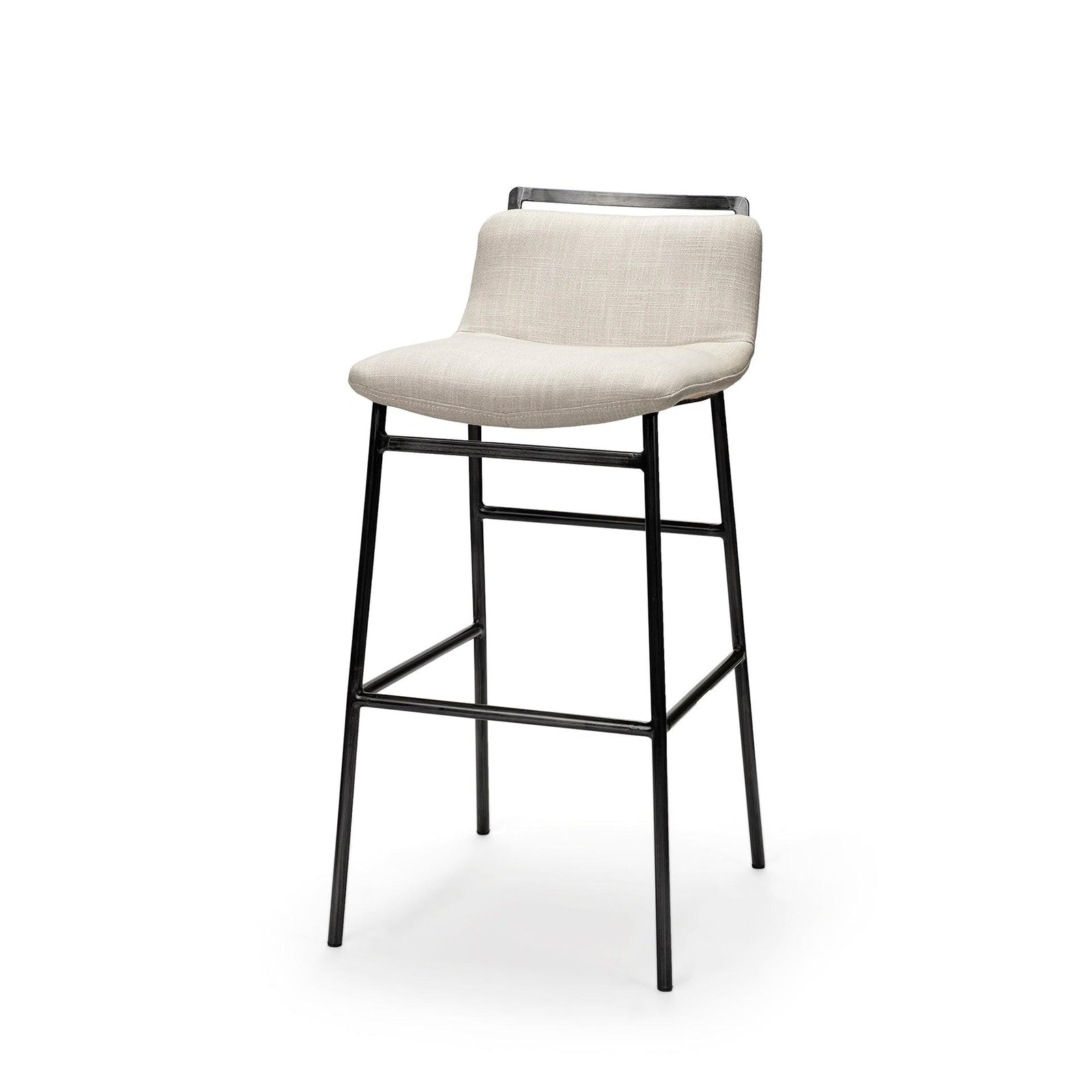Mercana Kavalan 33.5" Total Height Beige Upholstered Seat Gray Metal Frame Counter Stool BAR STOOLS + COUNTER STOOLS