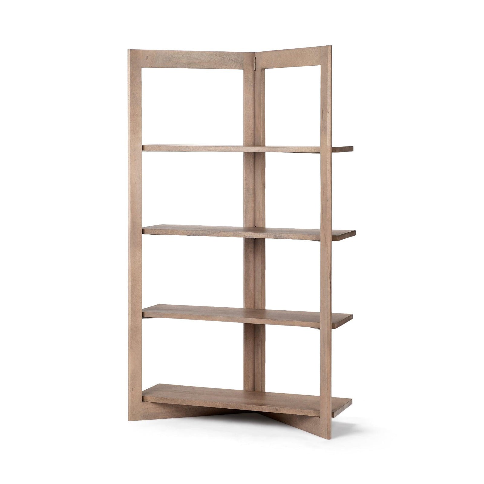 Mercana Turnbull I 42L x 16W x 72H Light Brown Wood Four Shelf Shelving Unit BOOKCASES + SHELVES