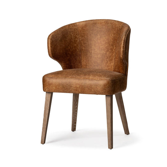 Mercana Niles Dining Chair Brown Faux Leather - Set of 2 DINING CHAIRS