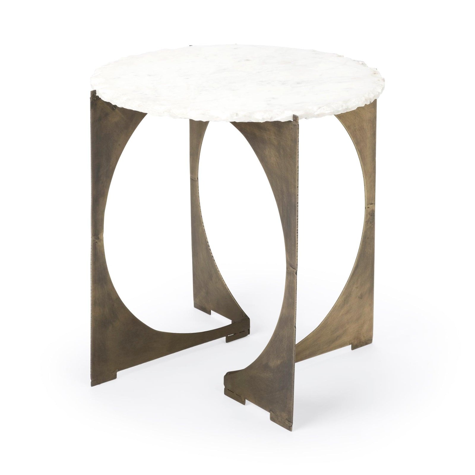 Mercana Reinhold II 21L x 21W x 21H Round Live-Edge Marble Top and Gold Metal Base Side/End Table ACCENT TABLES