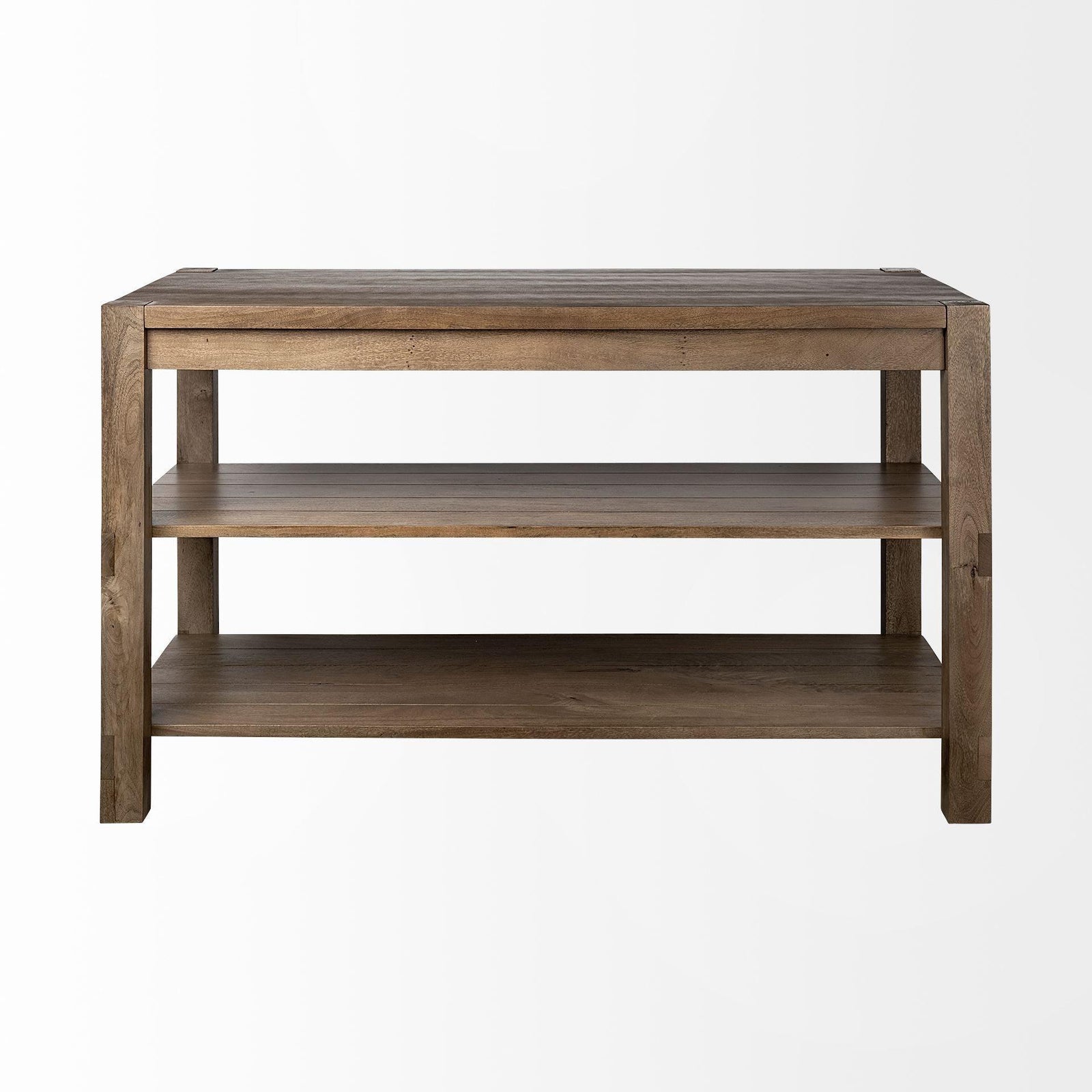 Mercana Emeril Brown Solid Wood Two-Tier Smooth Counter Top Kitchen Island BAR + BAR CARTS