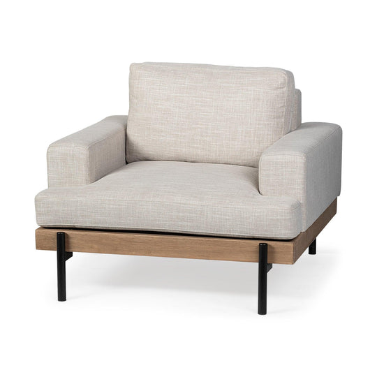 Mercana Colburne I Beige Fabric W/ Wood and Iron Frame Accent Chair ACCENT + LOUNGE CHAIRS