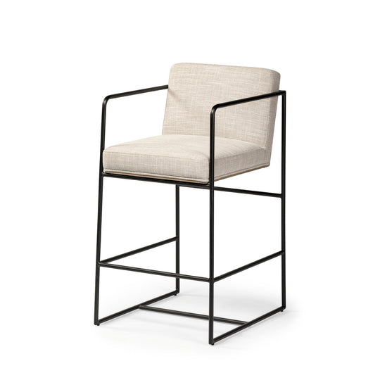 Mercana Stamford 36" Total Height Light Beige Upholstered Seat w/ Wood Back, Metal Frame Counter Stool BAR STOOLS + COUNTE...