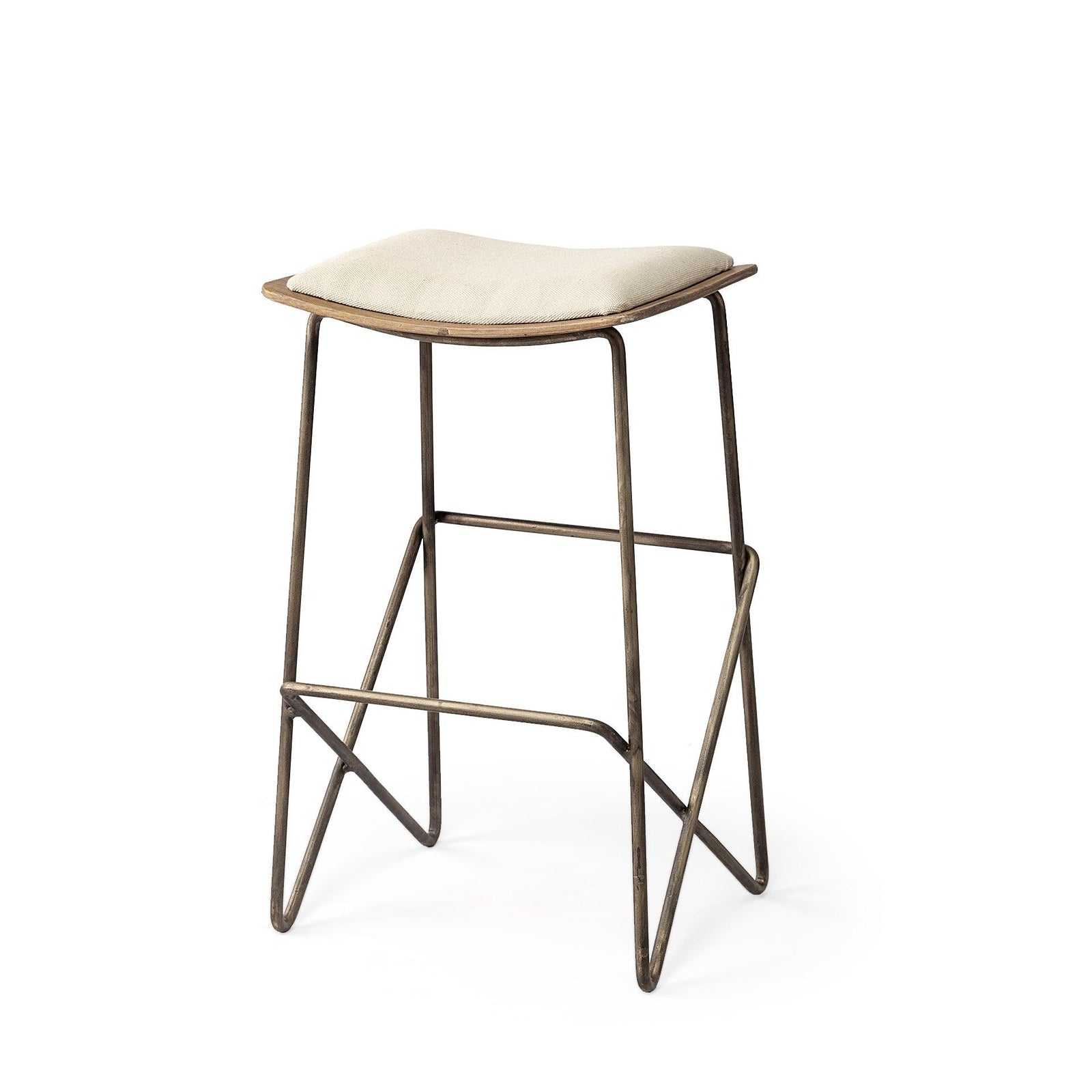 Mercana Katniss 26" Total Height Cream Fabric Seat Gold Metal Frame Counter Stool BAR STOOLS + COUNTER STOOLS