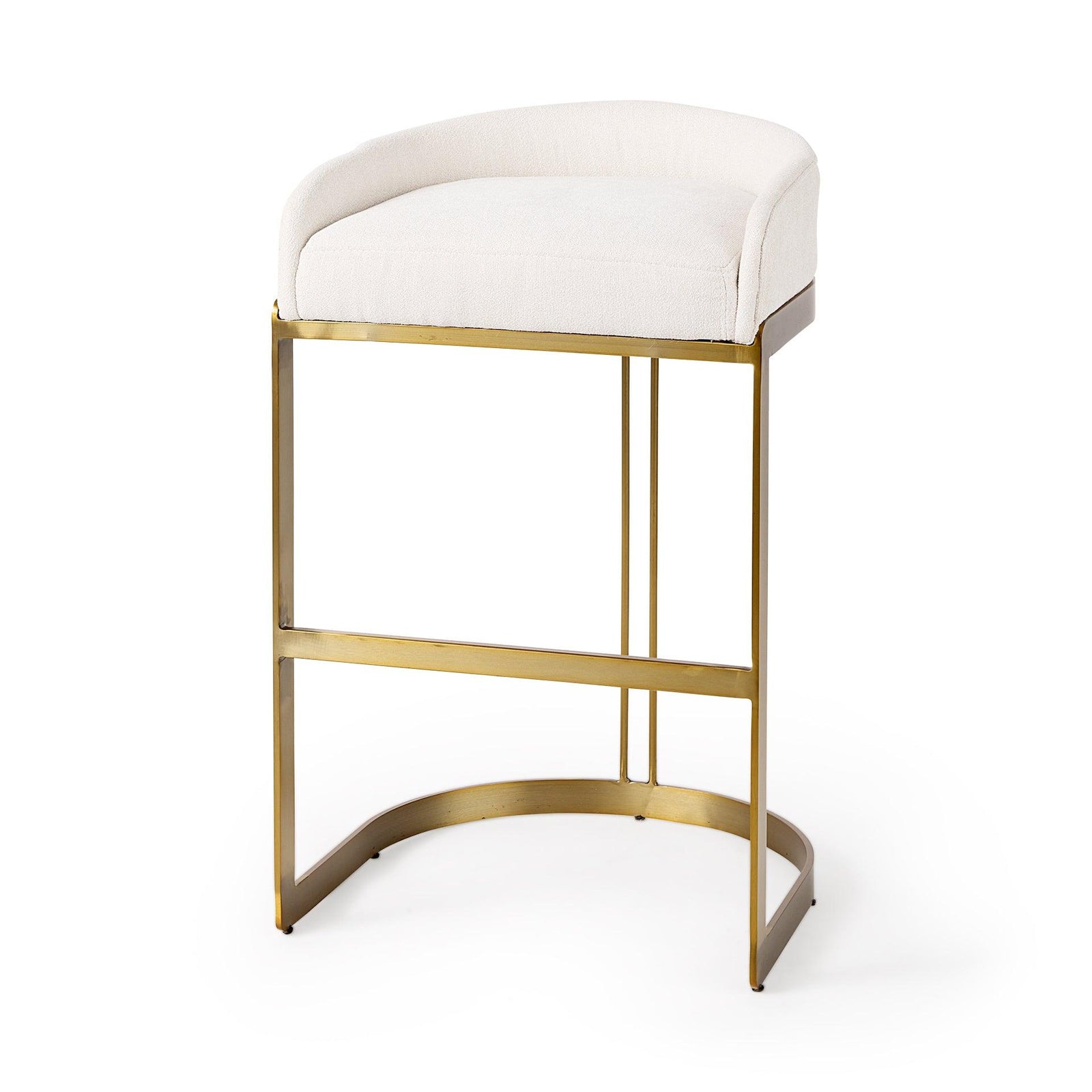 Mercana Hollyfield II Cream Fabric Seat W/ Gold Metal Base Bar Stool BAR STOOLS + COUNTER STOOLS