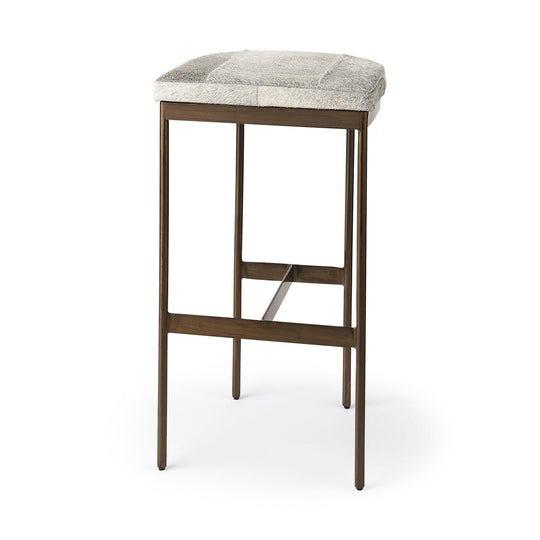 Mercana Millie 16.75 X 17.75 X 30 Hair-on-hide Seat W/ Gold Frame Bar Stool BAR STOOLS + COUNTER STOOLS