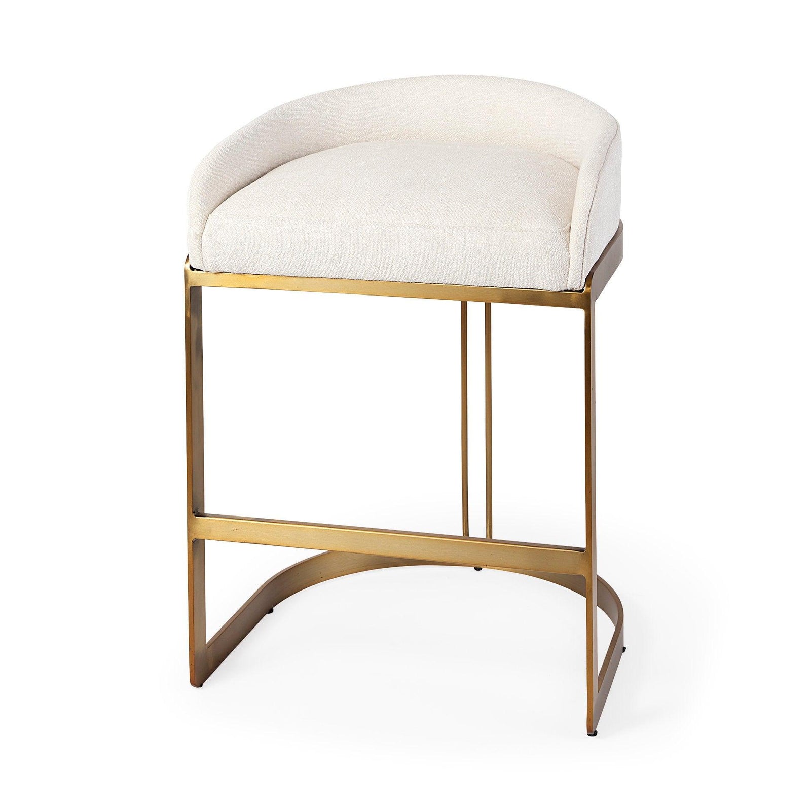 Mercana Hollyfield II Cream Fabric Seat W/ Gold Metal Base Counter Stool BAR STOOLS + COUNTER STOOLS