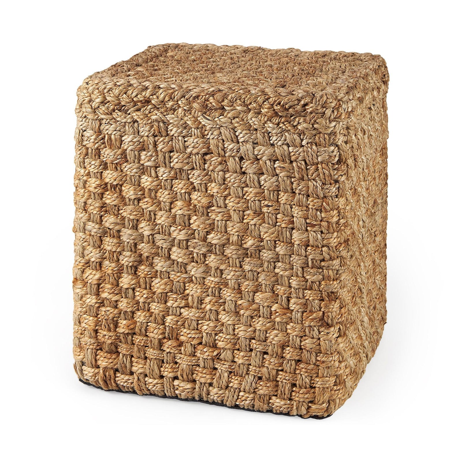 Mercana Aylin 16.5" Square Brown Jute Pouf OTTOMANS, POUFS, + STOOLS