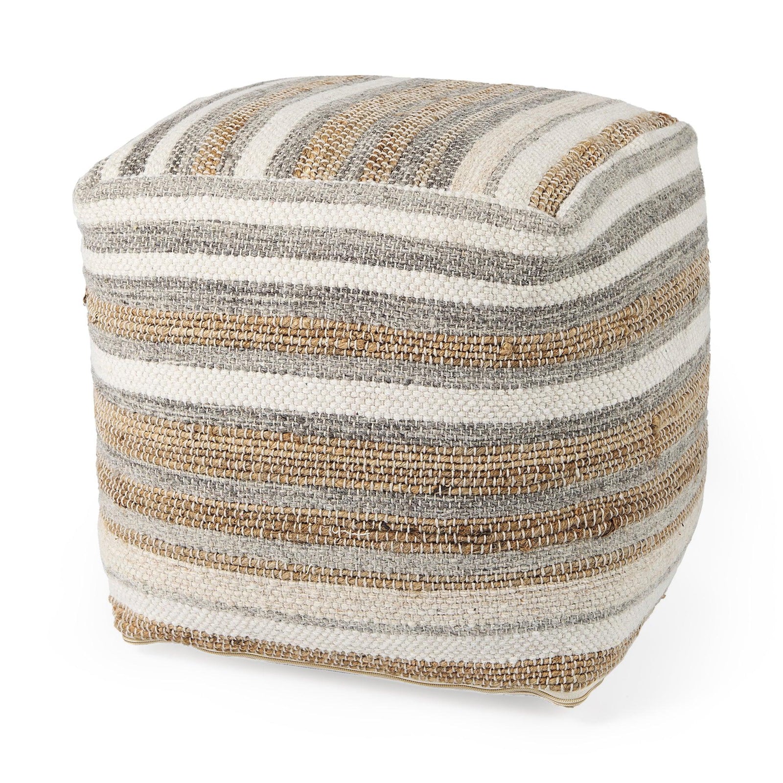Mercana Aahana Hemp and Cotton Pouf OTTOMANS, POUFS, + STOOLS