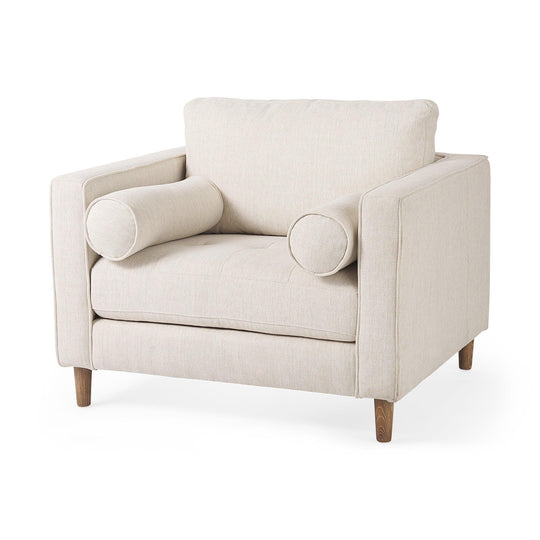 Mercana Loretta Cream Fabric Chair W/ Two Bolster Cushions ACCENT + LOUNGE CHAIRS