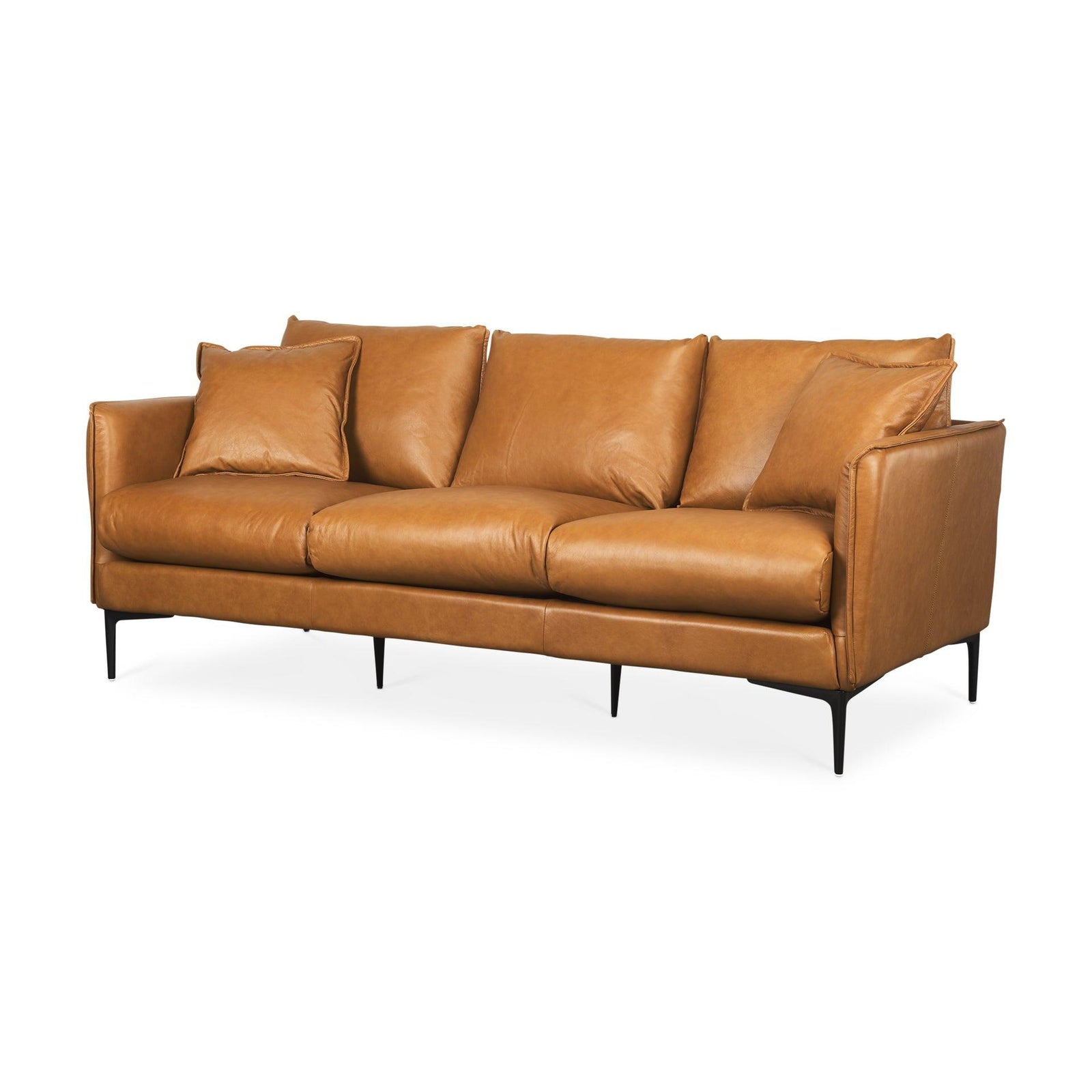 Mercana Lake Como 85.8L x 36.6W x 32.3H Tan Leather Three Seater Sofa SOFAS + SECTIONALS