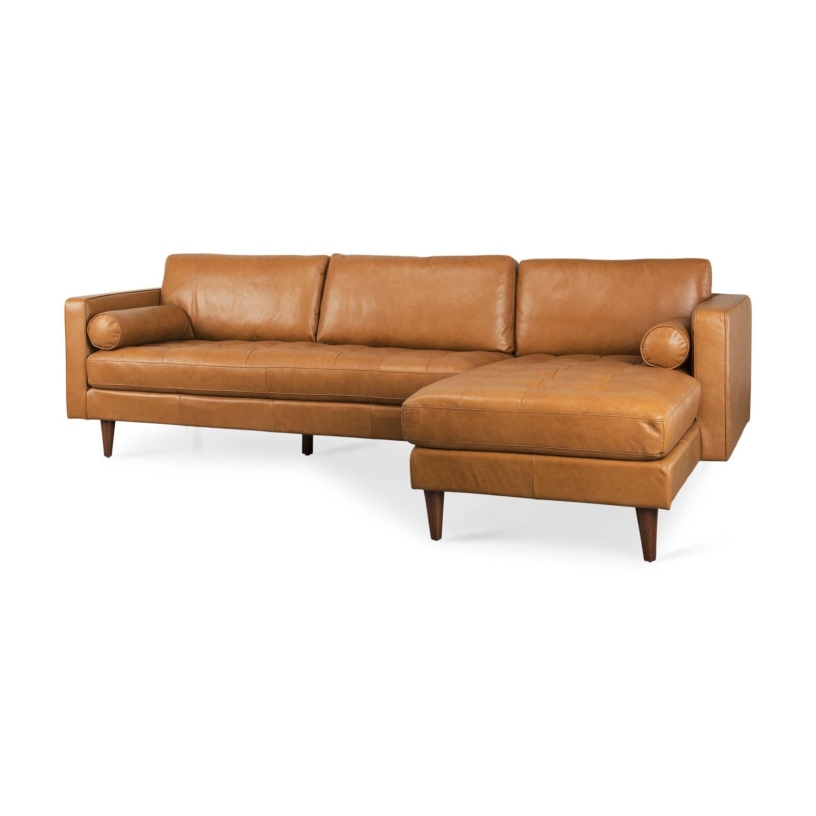 Mercana Svend 111.4L x 68.0W x 33.9H Tan Leather Right Chaise Sectional Sofa SOFAS + SECTIONALS