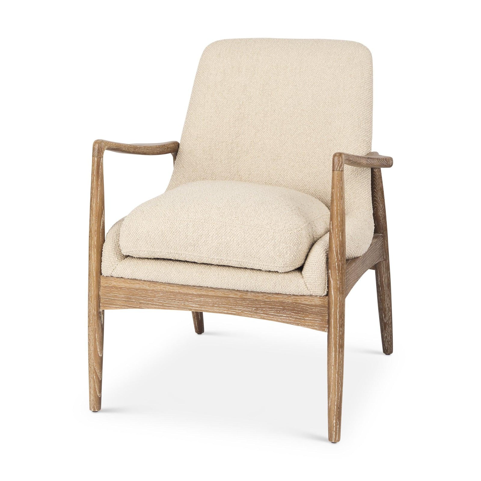 Mercana Westan Cream Boucle Fabric W/Light Brown Wood Accent Chair ACCENT + LOUNGE CHAIRS