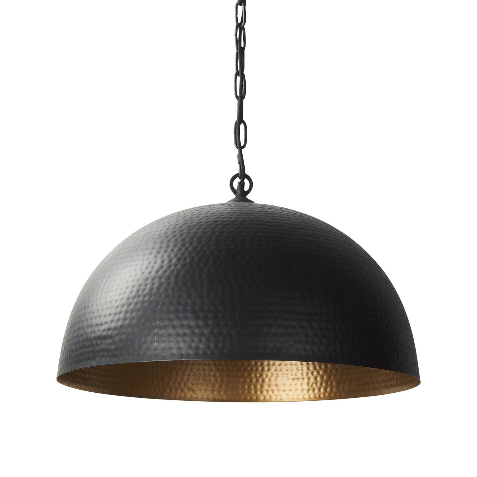 Mercana Karina 24" Round Matte Black Hammered Metal Dome Pendant Light PENDANT LIGHTING