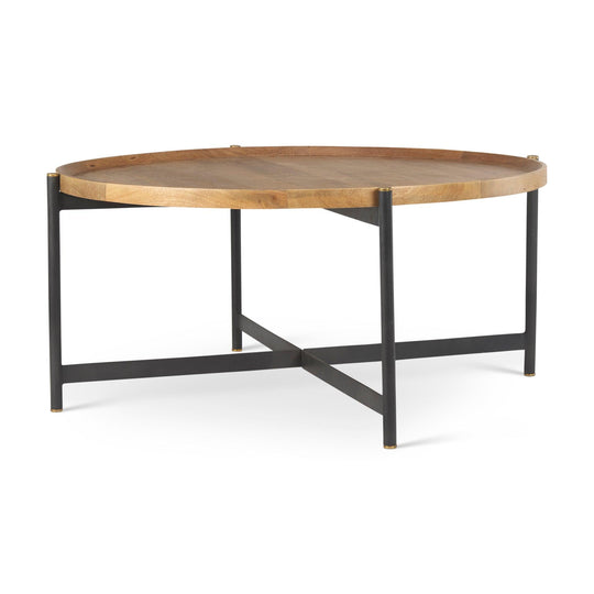 Mercana Marquisa Medium Brown Wood W/Black Metal Large Coffee Table COFFEE TABLES