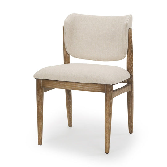 Mercana Cline Cream Fabric Upholstered and Light Brown Wood Dining Chair - Set of 2 DINING CHAIRS