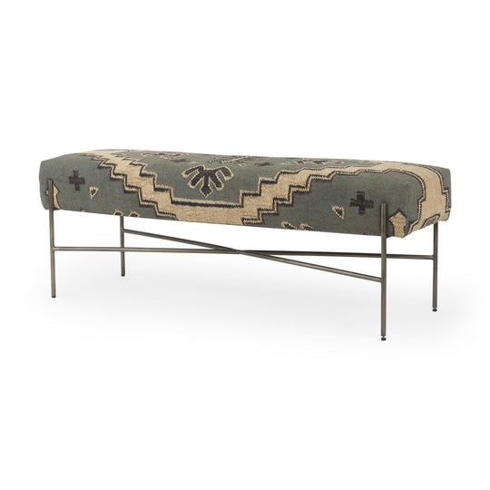 Mercana Avery I 55L x 17W Multi Colored Upholstered Patterned Seat Accent Bench BENCHES