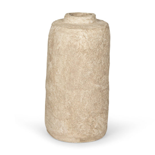 Mercana Rama Small Beige Paper Mache Floor Vase VASES, JARS, + BOTTLES