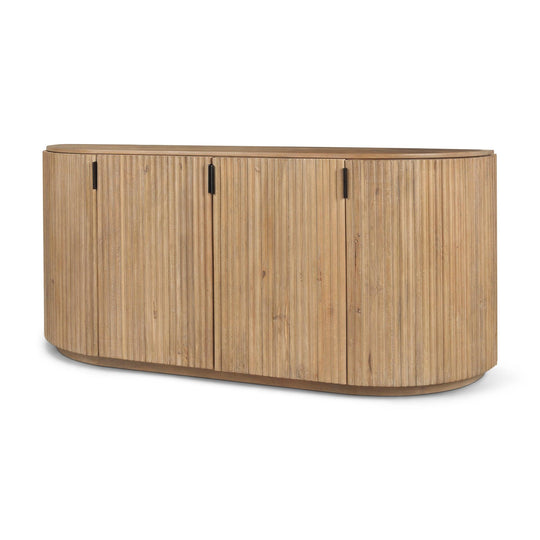 Mercana Terra Light Brown Wood Fluted Sideboard CABINETS