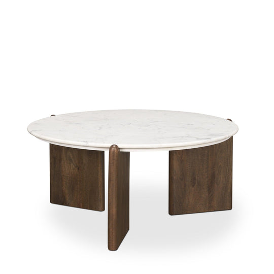 Mercana Rumer Dark Brown Wood w/ White Marble Coffee Table COFFEE TABLES