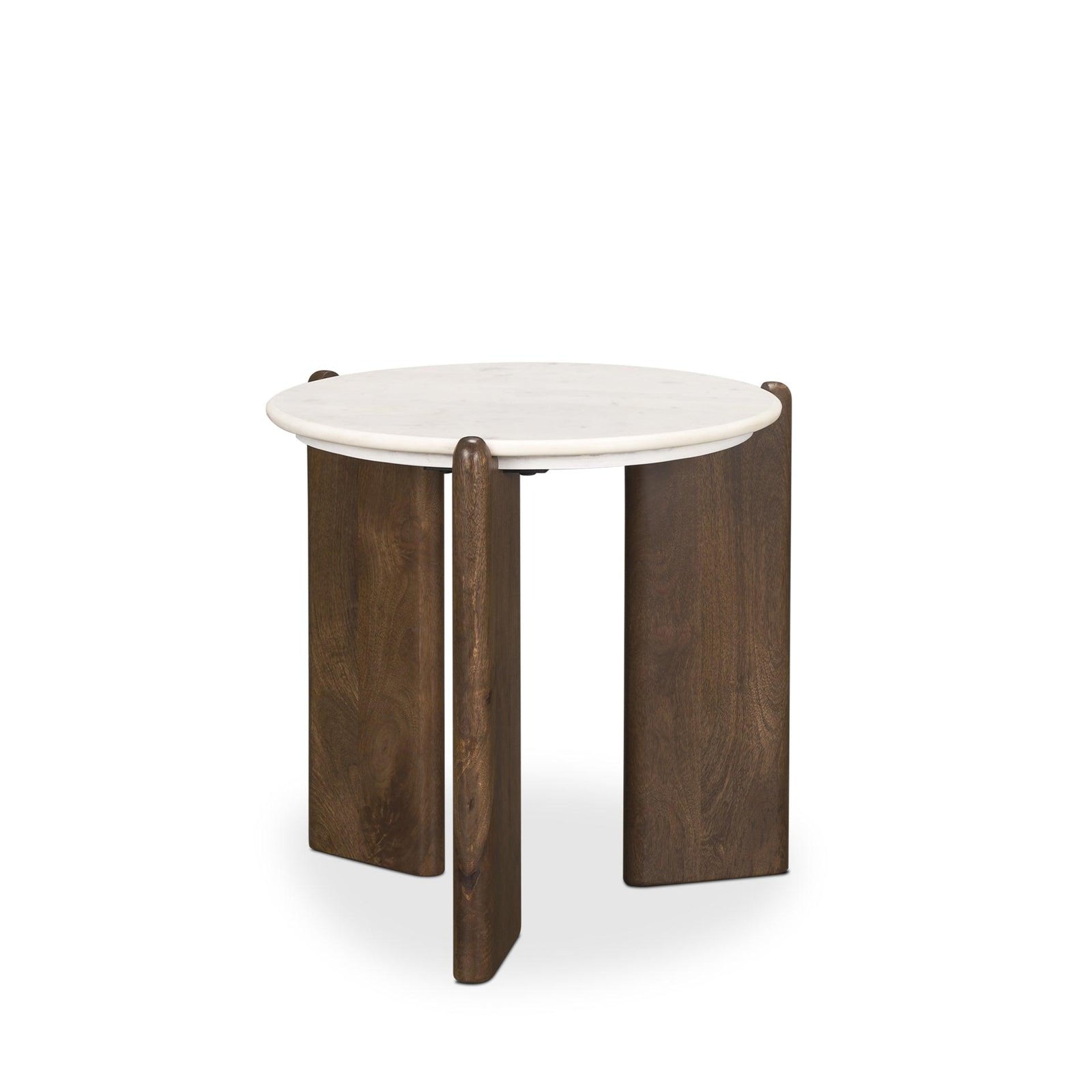Mercana Rumer Dark Brown Wood w/ White Marble Side Table ACCENT TABLES