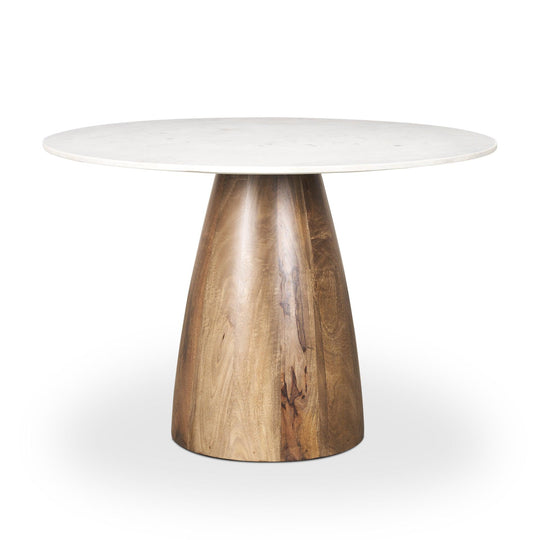 Mercana Allyson 42" Medium Brown w/ White Marble Top Dining Table DINING TABLES