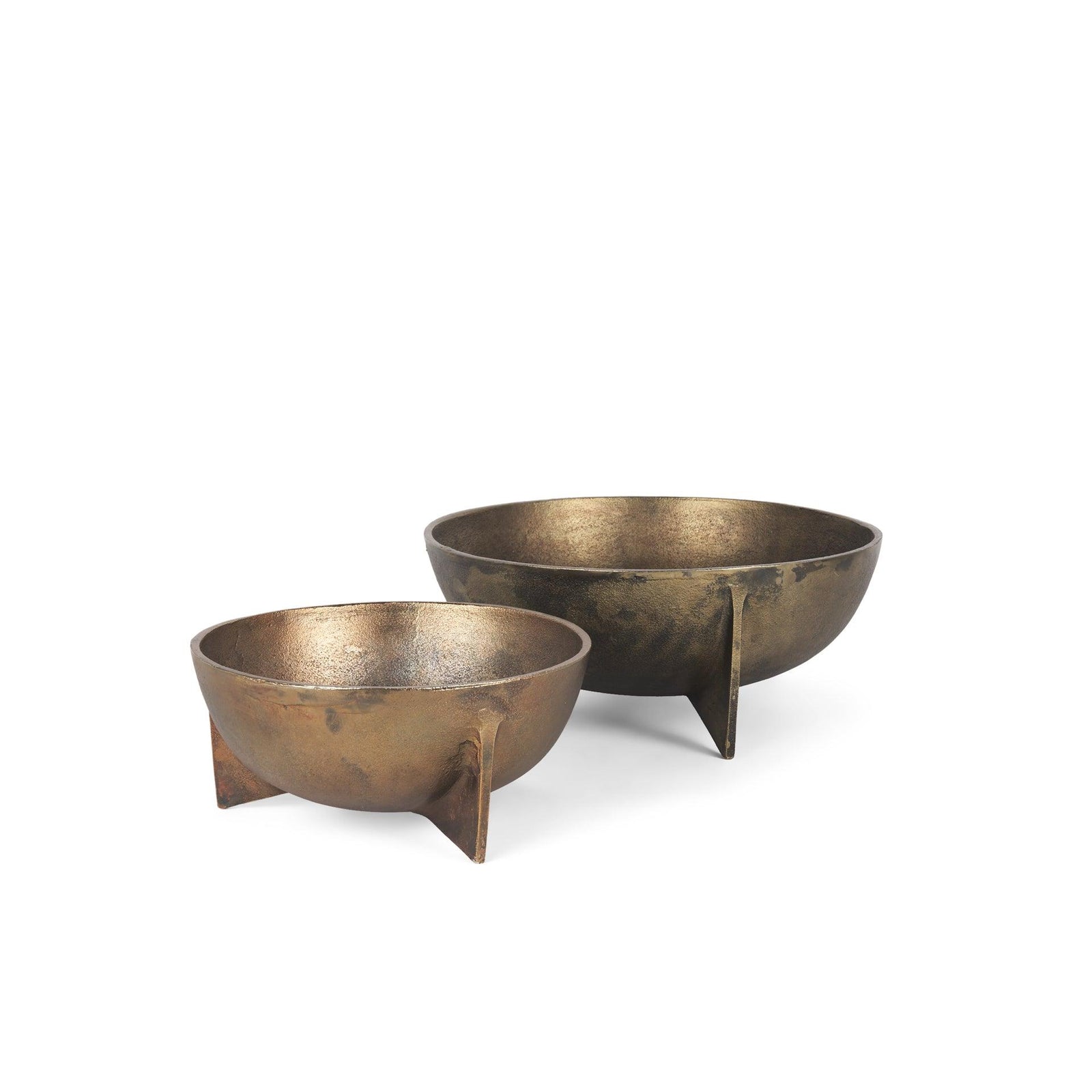 Mercana Quita Large Gold Metal Decorative Bowls (Set of 2) DECORATIVE TRAYS, PLATES, + BOWLS