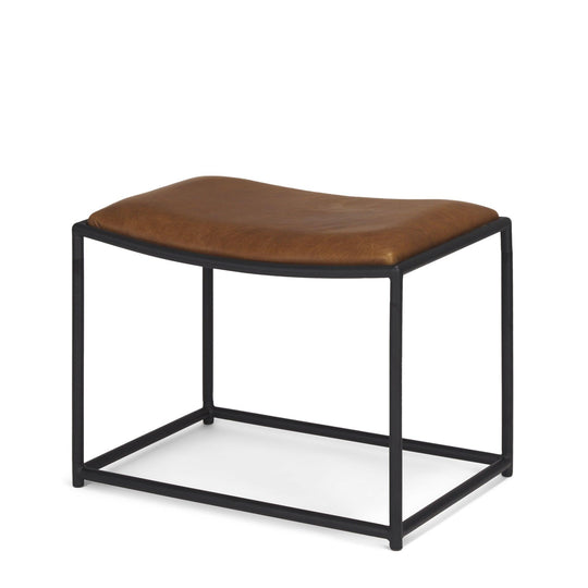 Mercana Taniel Brown Leather w/ Black Metal Stool OTTOMANS, POUFS, + STOOLS