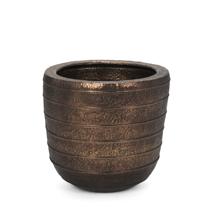 Aivana Large Antiqued Gold Metal Floor Vase