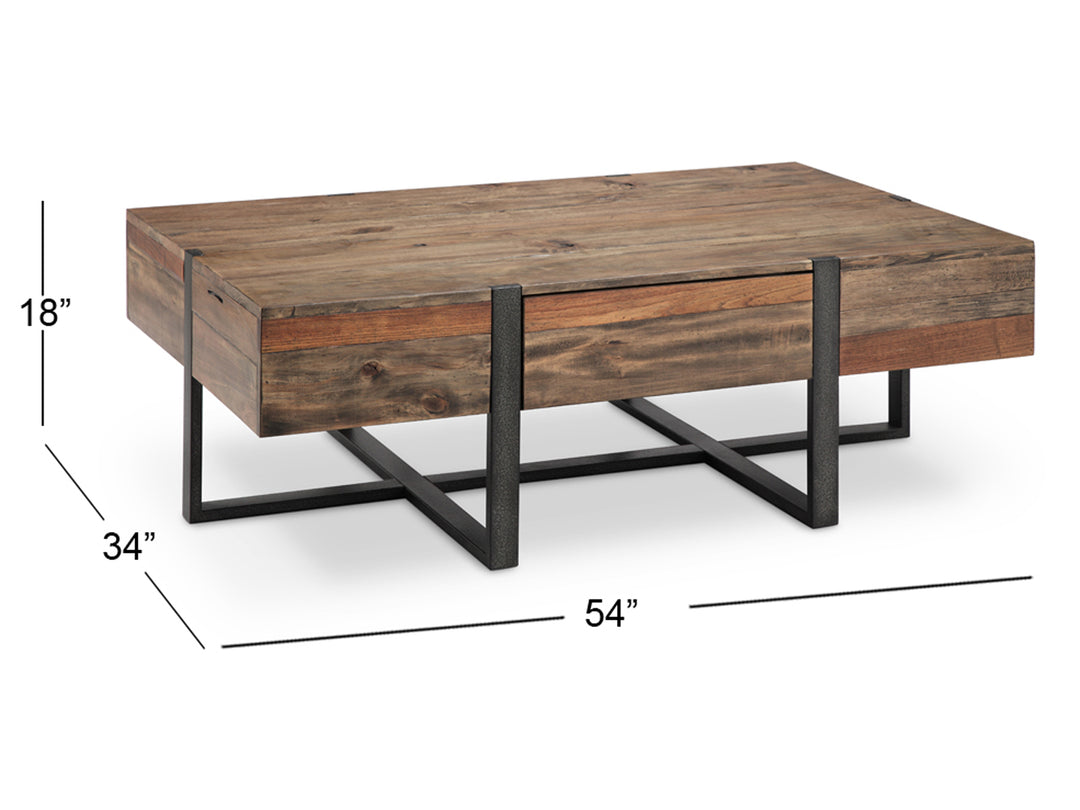 Prescott Rustic Honey And Distressed Iron Rectangular Cocktail Table - T4344-43