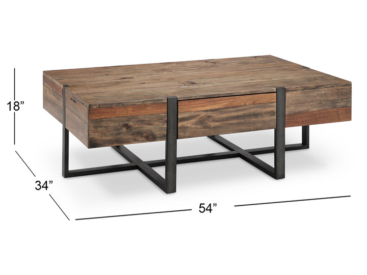 Prescott Rustic Honey And Distressed Iron Rectangular Cocktail Table - T4344-43